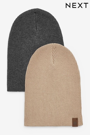 Charcoal Grey/Neutral Beanie Hats 2 Pack (3mths-10yrs) (541983) | £8 - £12