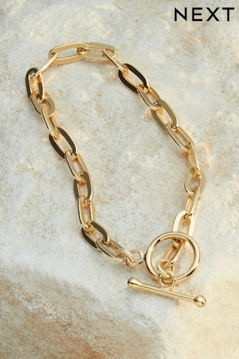 Gold Vermeil Sterling Silver Premium Collection Chain T-Bar Bracelet (541984) | £75