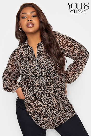 Yours Curve Brown London Zip Front Blouse (542149) | £32