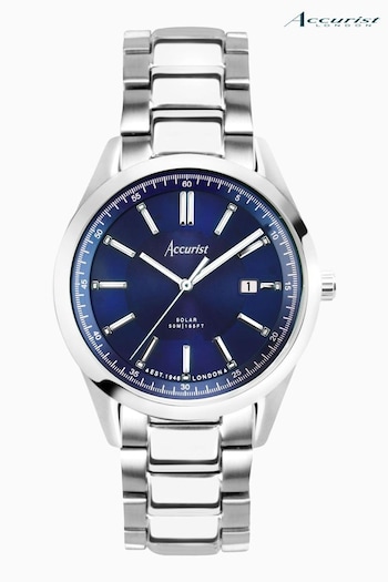 Accurist Mens Silver Tone Everyday Solar Stainless Steel Bracelet 40mm Watch (542285) | £199