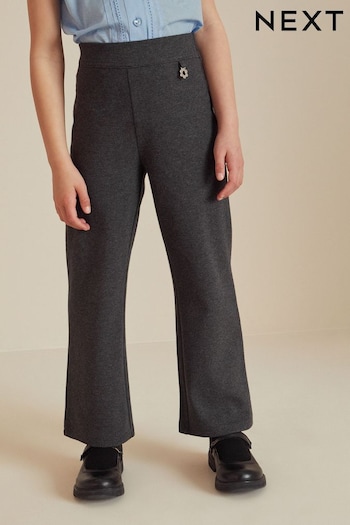Charcoal Grey Cotton Rich Jersey Stretch Pull-On Boot Cut Trousers (3-16yrs) (542444) | £8 - £13