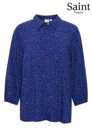 Saint Tropez Blue Palavi 3/4 Sleeve Casual Fit Shirt (542498) | £60