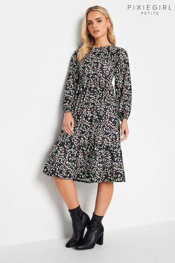 PixieGirl Petite Multi Tiered Long Sleeve Midi Dress (542515) | £34