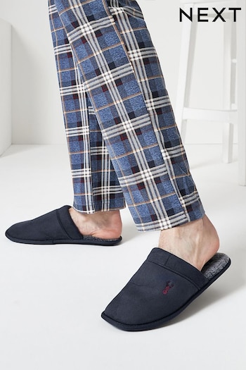 Navy Blue Stag Mule Slippers (542516) | £16