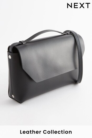 Black Smooth Leather Cross Body Bag (542646) | £48