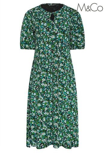 M&Co Green Petite Floral Dress (542819) | £32