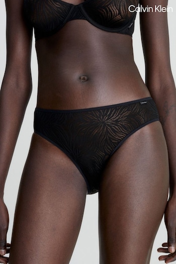 Calvin Jeans Klein Black Sheer Marquisette Lace Bikini Knickers (542823) | £28