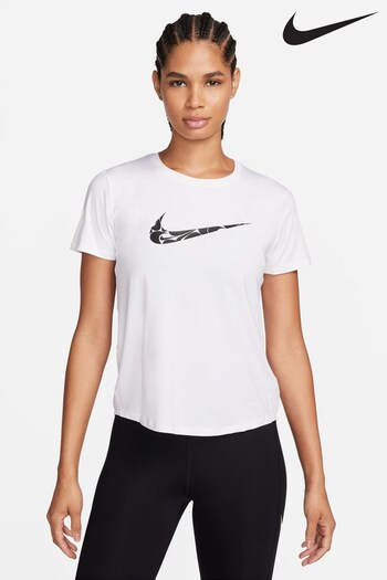 Nike White Dri-FIT One Swoosh Short Sleeve Running Top (543004) | £38