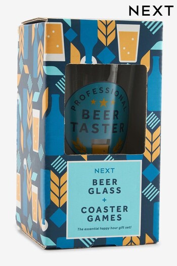 Blue Beer Glass And Coaster Games Gift Set (543317) | £10