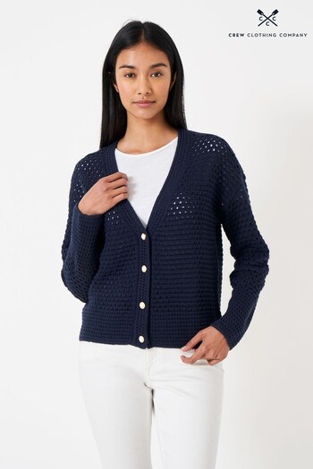 Crew Clothing Company Navy Blue Stripe Relaxed Cardigan (543625) | £65