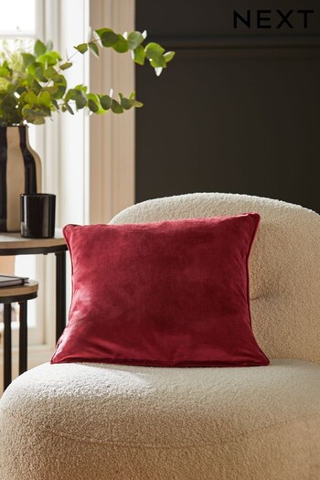 Red Matte Velvet Square Cushion (543717) | £7
