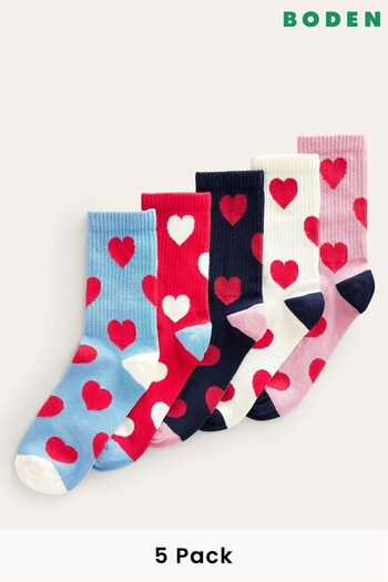 Boden Red Ribbed Ankle Socks 5 Pack (543804) | £30
