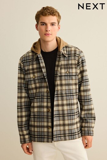 Neutral Check Hooded Shacket (543839) | £55