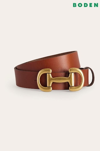 Boden Brown Iris Snaffle-Trim Leather Belt (543934) | £45