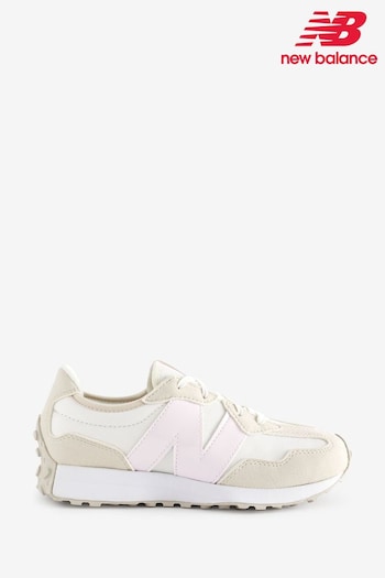 New Balance White/Pink Vibrant 327 Trainers (544101) | £70
