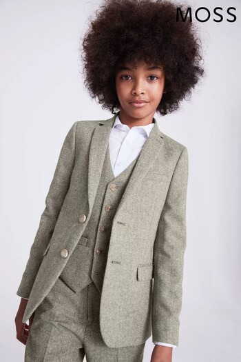 MOSS Boys Green Herringbone Tweed Jacket (544130) | £55