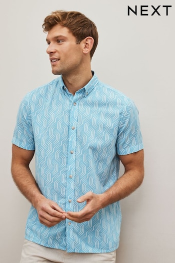 Blue/White Hawaiian Printed Short Sleeve Shirt (544354) | £30