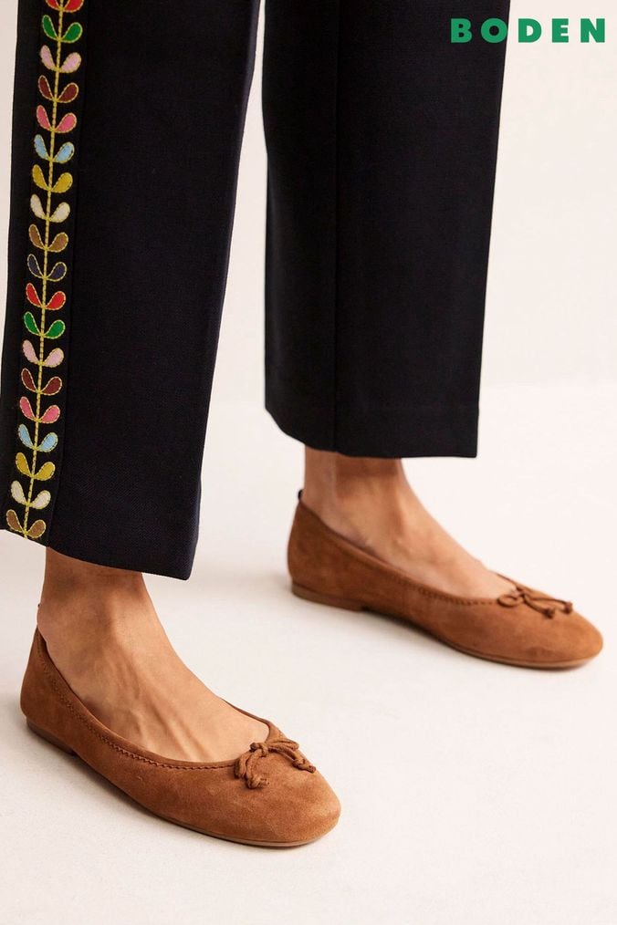 Buy Women s Flat Leather Ballerina Pumps Casual Online Next UK