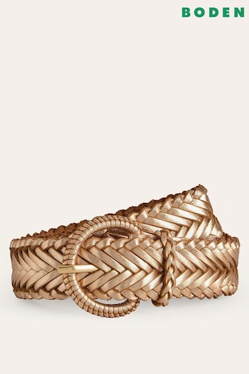 Boden Gold Woven Leather Belt (544677) | £75