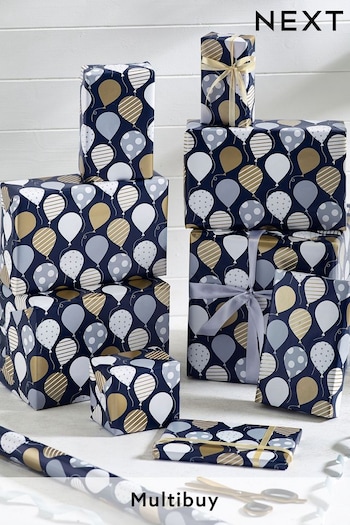 Navy Blue Balloons 10 Metre Wrapping Paper (544793) | £5.50