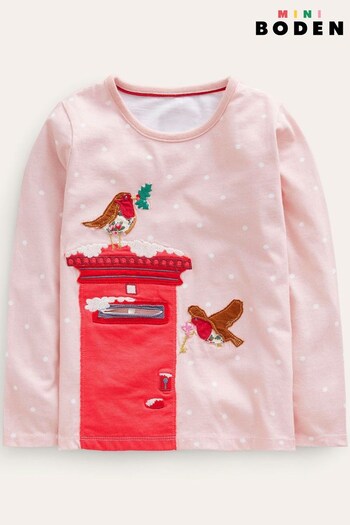 Boden Pink Christmas Postbox Cotton Top (545048) | £23 - £27