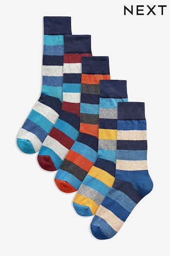 Stripe 5 Pack Cushioned Sole Comfort Socks (545200) | £16