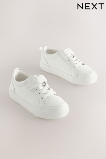 White Wide Fit (G) Touch Fastening Elastic Lace Shoes (545272) | £14 - £18
