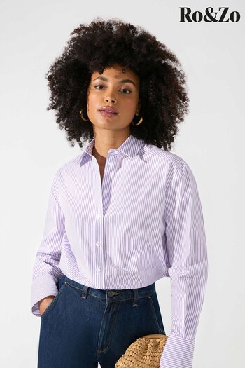 Ro&Zo Lilac Purple Pinstripe Cotton Shirt (545333) | £69