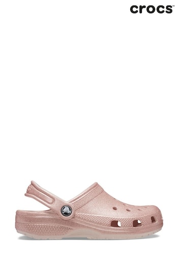 Crocs Kids Pink Classic Glitter Clogs (545374) | £40