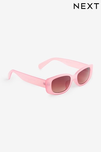 Light Pink Slim Rectangle Gold Sunglasses (545388) | £10