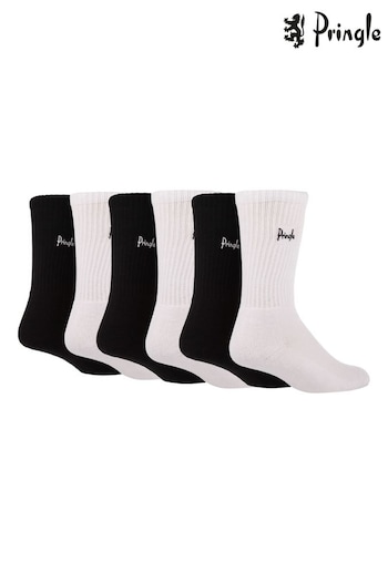 Pringle White Bamboo Cushioned Sports Socks 6 Packs (545393) | £24