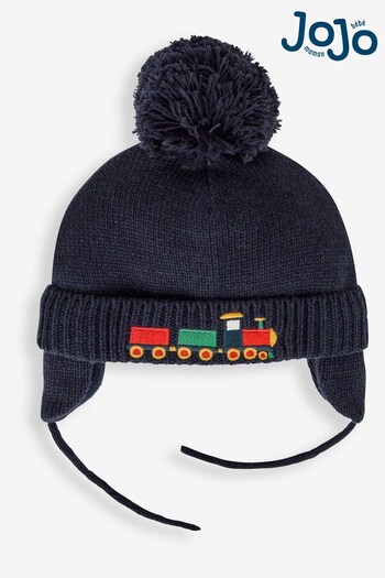 JoJo Maman Bébé Indigo Boys' Train Embroidered Hat (545564) | £16.50