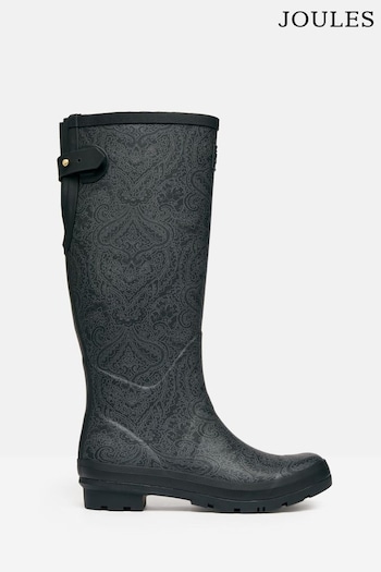 Joules Black Paisley Adjustable Tall Wellies (545653) | £59.95