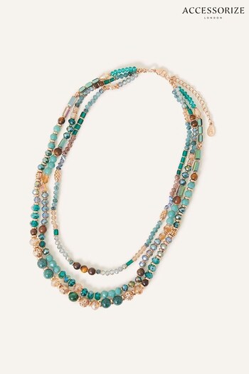 Accessorize Green Layered Bead Necklace (545909) | £22