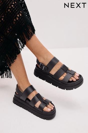 Black Regular/Wide Fit Chunky Sandals (545912) | £38