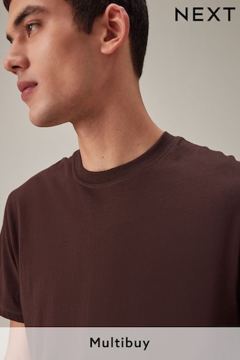Brown Dark Chocolate Regular Fit Essential Crew Neck T-Shirt (545937) | £8