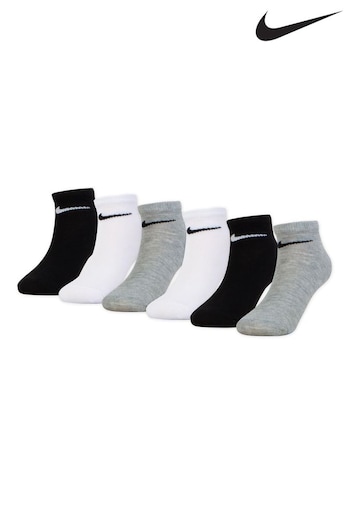 Nike door Black Ankle Socks 6 Pack Little Kids (545942) | £14