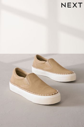 Camel Signature Leather Rand Stitch Detail Slip-Ons Trainers (546062) | £46