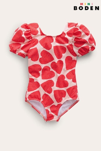 Boden Pink Printed Puff-sleeved Swimsuit (546203) | £23 - £27