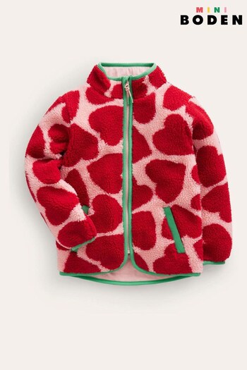 Boden Pink Zip Through Printed Fleece (546241) | £37 - £42