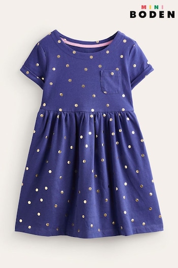 Boden Blue Short-Sleeved Fun Jersey Dress (546365) | £21 - £23