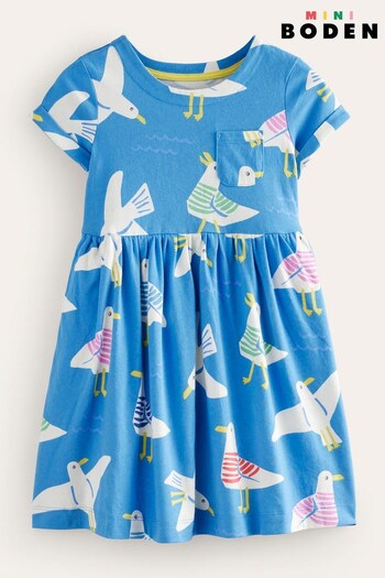 Boden Blue Short Sleeved Fun Jersey Dress (546415) | £21 - £23