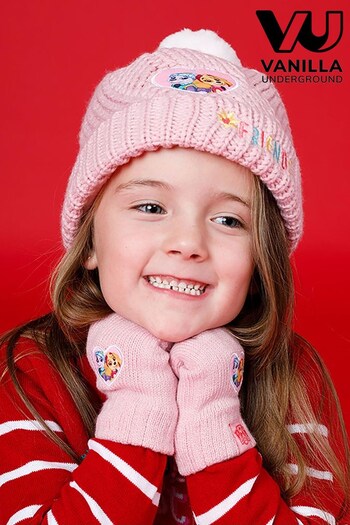 Vanilla Underground Pink Kids Paw Patrol Character Knitted Hat and Glove Set (546426) | £16