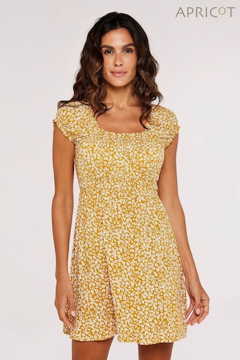 Apricot Yellow Abstract Daisy Milkmaid Dress (546556) | £35