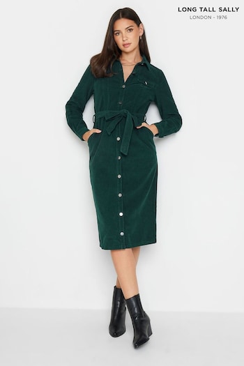 Long Tall Sally Green Cord Fitted Midi Dress (546659) | £45