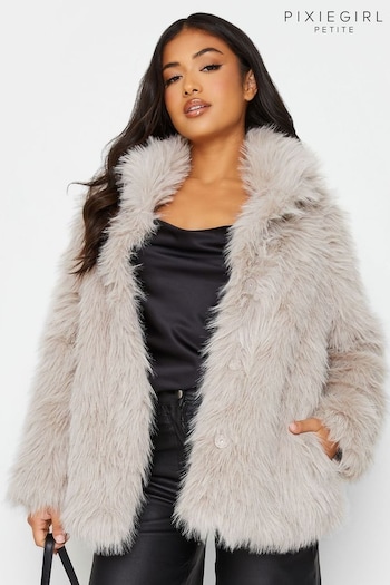 PixieGirl Petite Natural Long Faux Fur Coat (546705) | £80