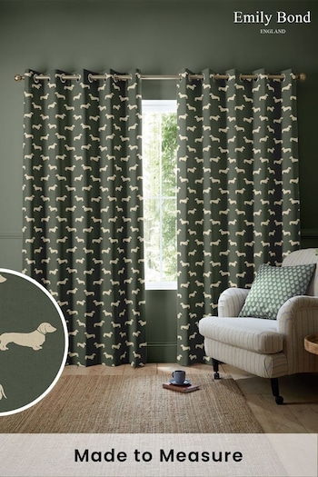 Emily Bond Fern Green Peggy Made to Measure Curtains (546732) | £91