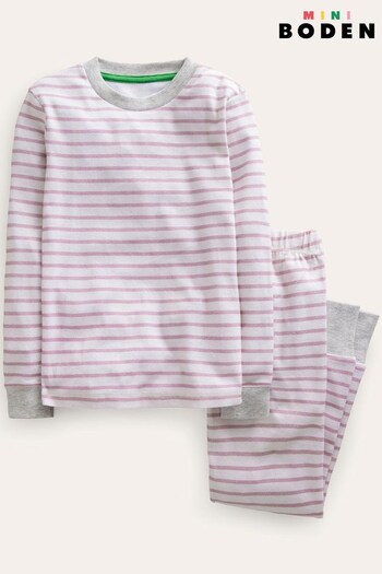 Boden Cream Snug Striped John Long Pyjamas (546754) | £21 - £23