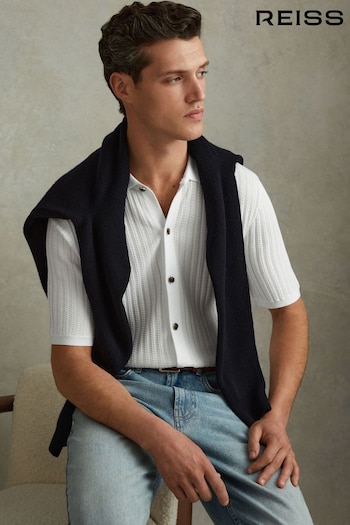 Reiss Optic White Murray Textured Knitted Shirt (546895) | £110