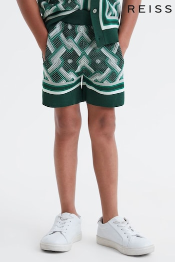 Reiss Green Multi Jack Knitted Elasticated Waistband Jewellery Shorts (546926) | £40